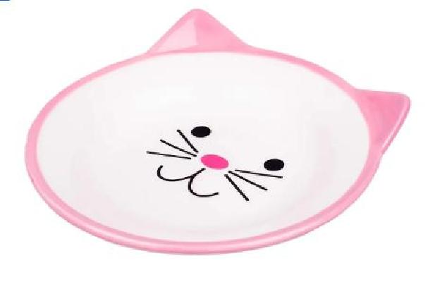 КерамикАрт Миска для кошек керамическая розовая Мордочка кошки 150 мл 