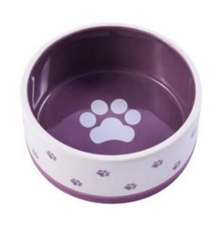 Mr.Kranch Миска  керамическая нескользящая для собак  белая с фиолетовым 360 мл MKR211130 0,392 кг 63567