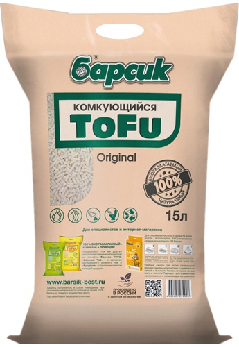 Барсик TOFU Original Наполнитель комкующийся 15л, 95672