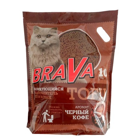 17.3351 BraVa Тофу ЧЁРНЫЙ КОФЕ 10л наполнитель комкующийся , 17.3351