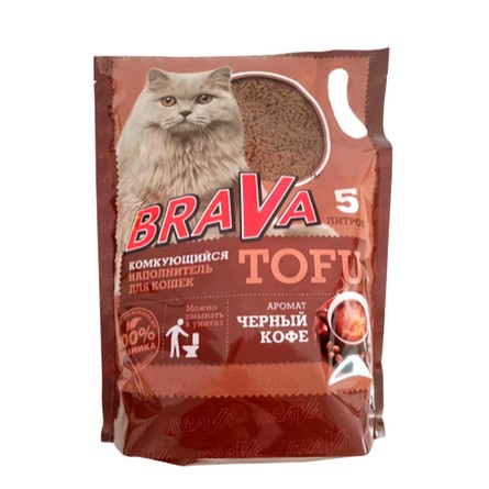17.3346 BraVa Тофу ЧЁРНЫЙ КОФЕ 5л наполнитель комкующийся , 17.3346