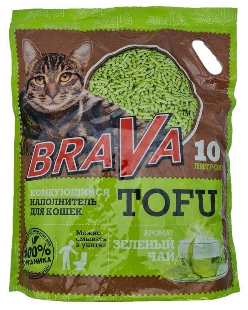 17.3335 BraVa Тофу ЗЕЛЕНЫЙ ЧАЙ 10л наполнитель комкующийся , 17.3335