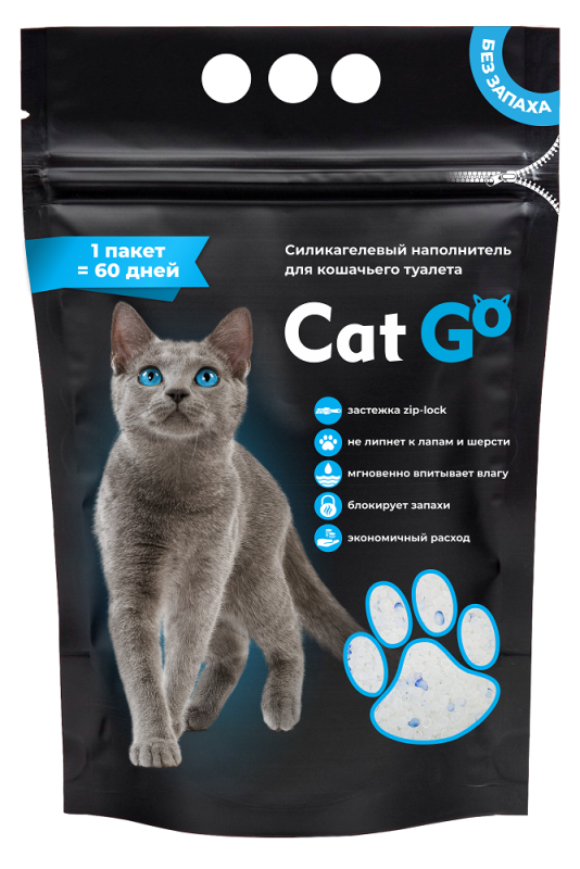 Наполнитель дкош.туалета Cat Go Силикагель 3,5 кг 8л, УТ-041291