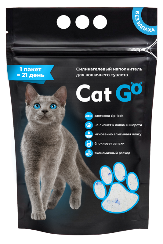 Наполнитель дкош.туалета Cat Go Силикагель 1,3 кг 3 л, УТ-041295
