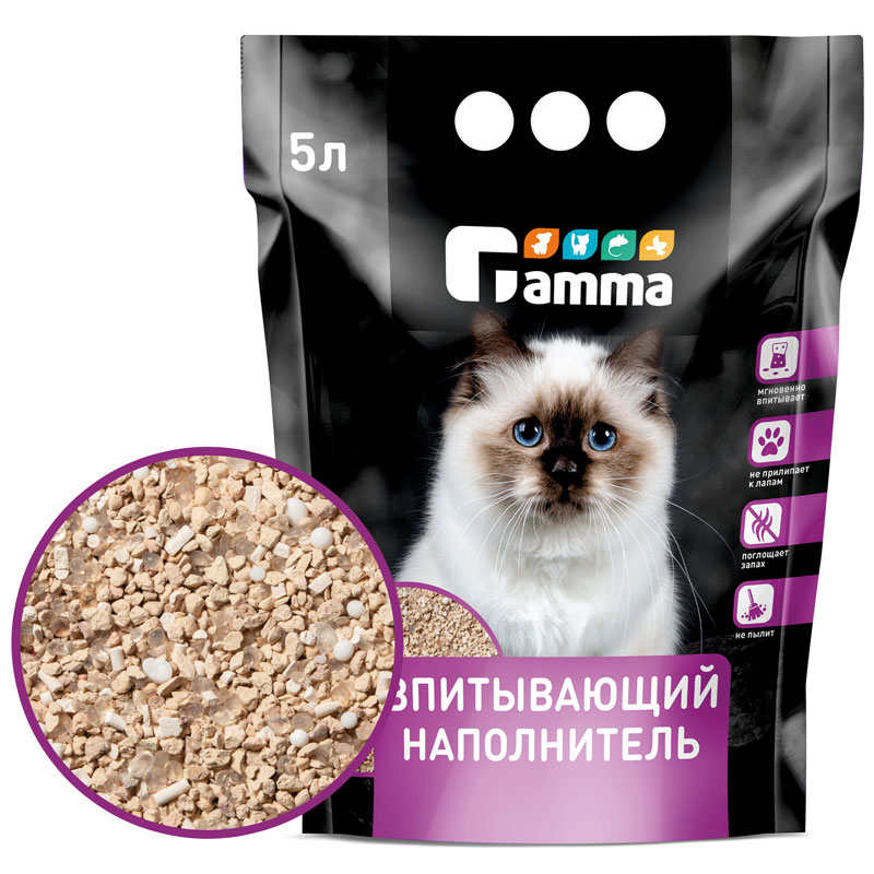 Gamma впитывающий наполнитель для кошачьего туалета 5 л