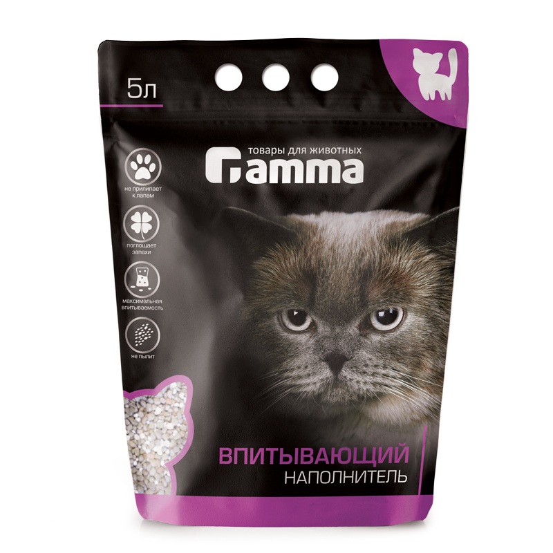 Gamma впитывающий наполнитель для кошачьего туалета 5 л