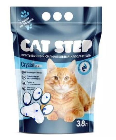 Cat Step Впитывающий  силикагелевый наполнитель  Crystal Blue 3,8 л 20363007 | Crystal Blue 1,766 кг 42627
