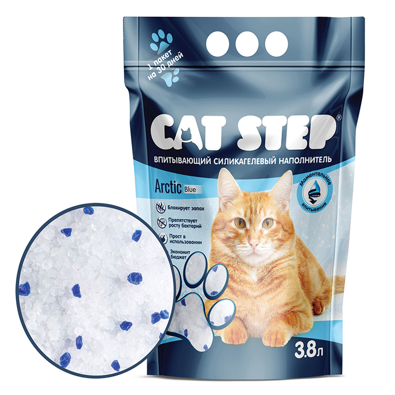 Cat Step Впитывающий  силикагелевый наполнитель  Crystal Blue 3,8 л 20363007 1.766 кг 42627, 2001001146