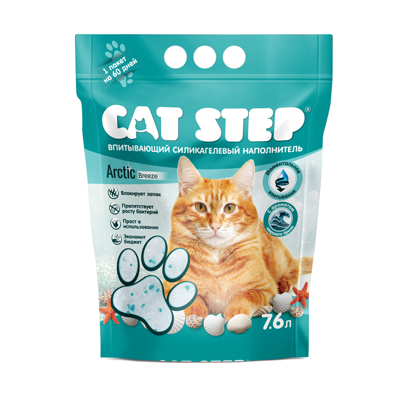 Наполнитель впитывающий силикагелевый CAT STEP Arctic Breeze 7,6 л, 20363064, 41001001146