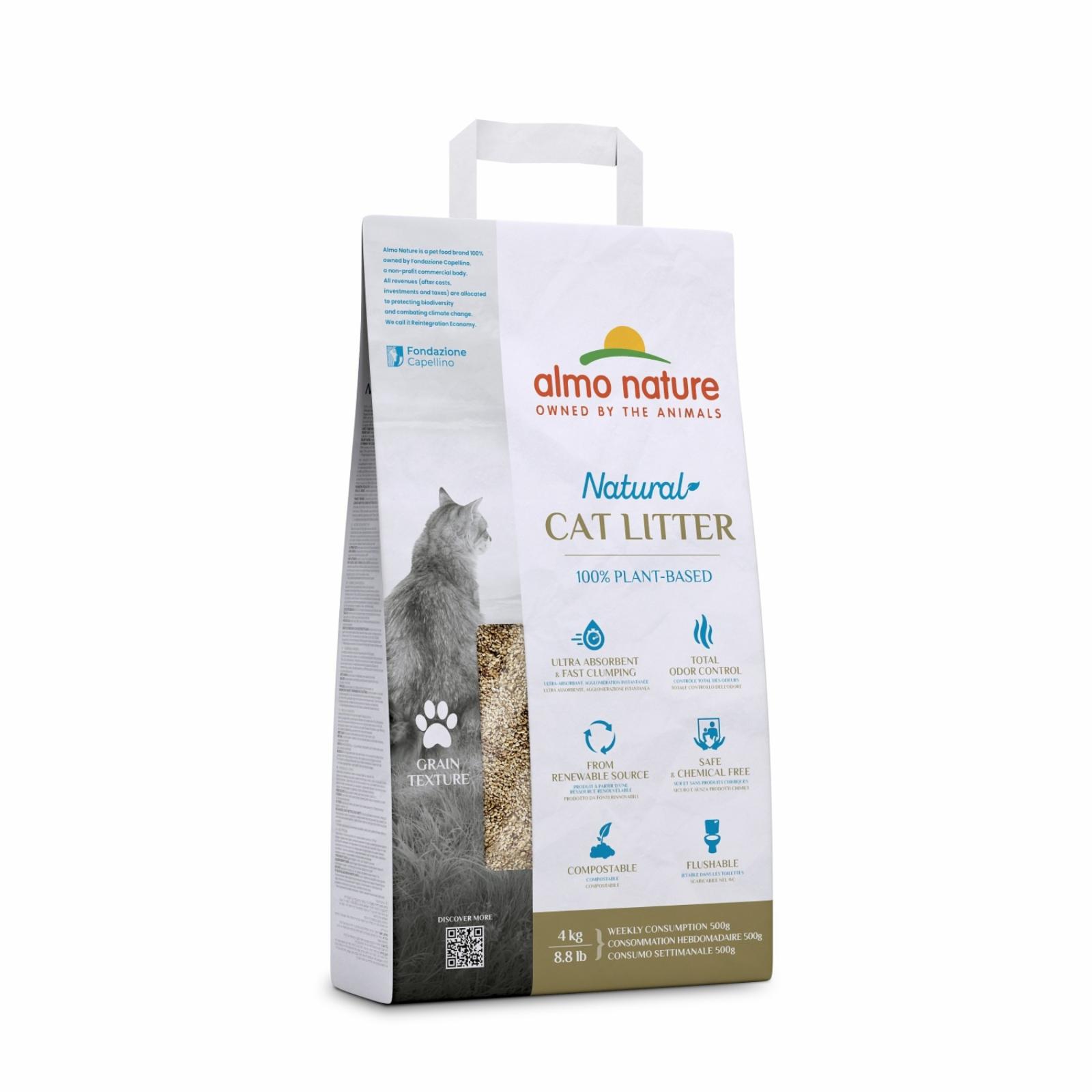 Almo Nature Cat Litter 100проц. Натуральный биоразлагаемый комкующийся наполнитель для кошачьего туалета (зерновой) 80 4.000 кг 65550