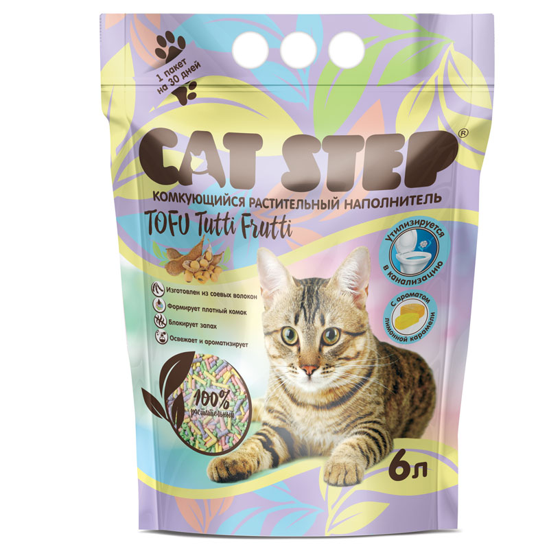 Cat Step Комкующийся растительный наполнительTofu Tutti Frutti 6 л 20333013 2.800 кг 59038