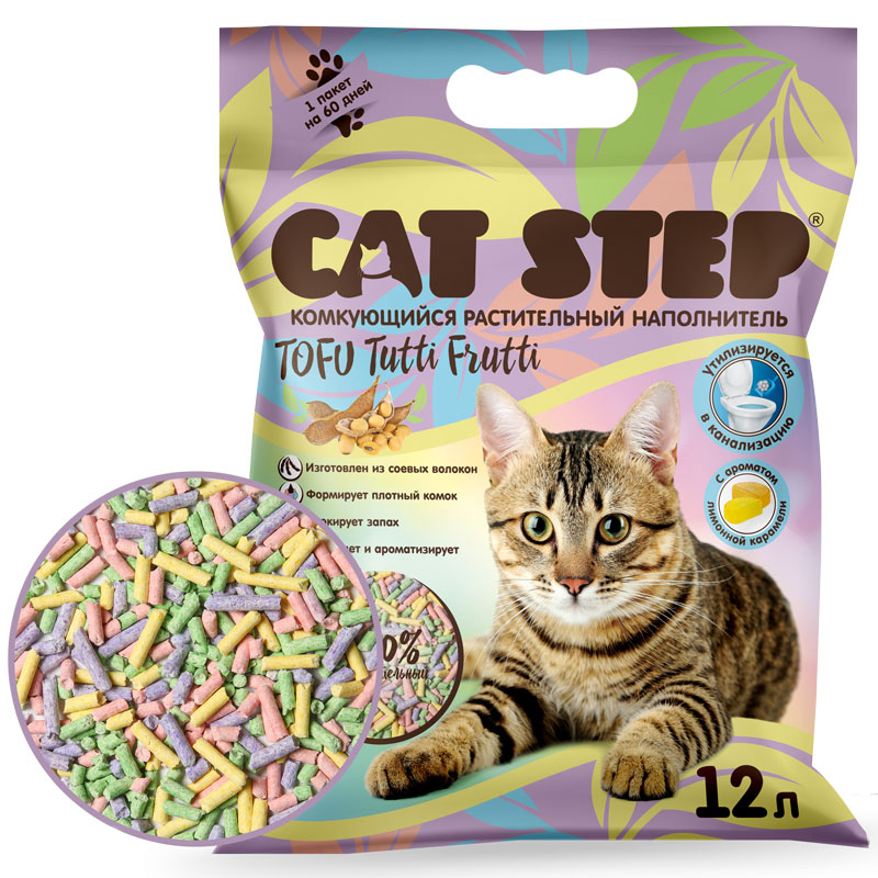 Cat Step Комкующийся растительный наполнительTofu Tutti Frutti 12 л 20333014 5.620 кг 59039