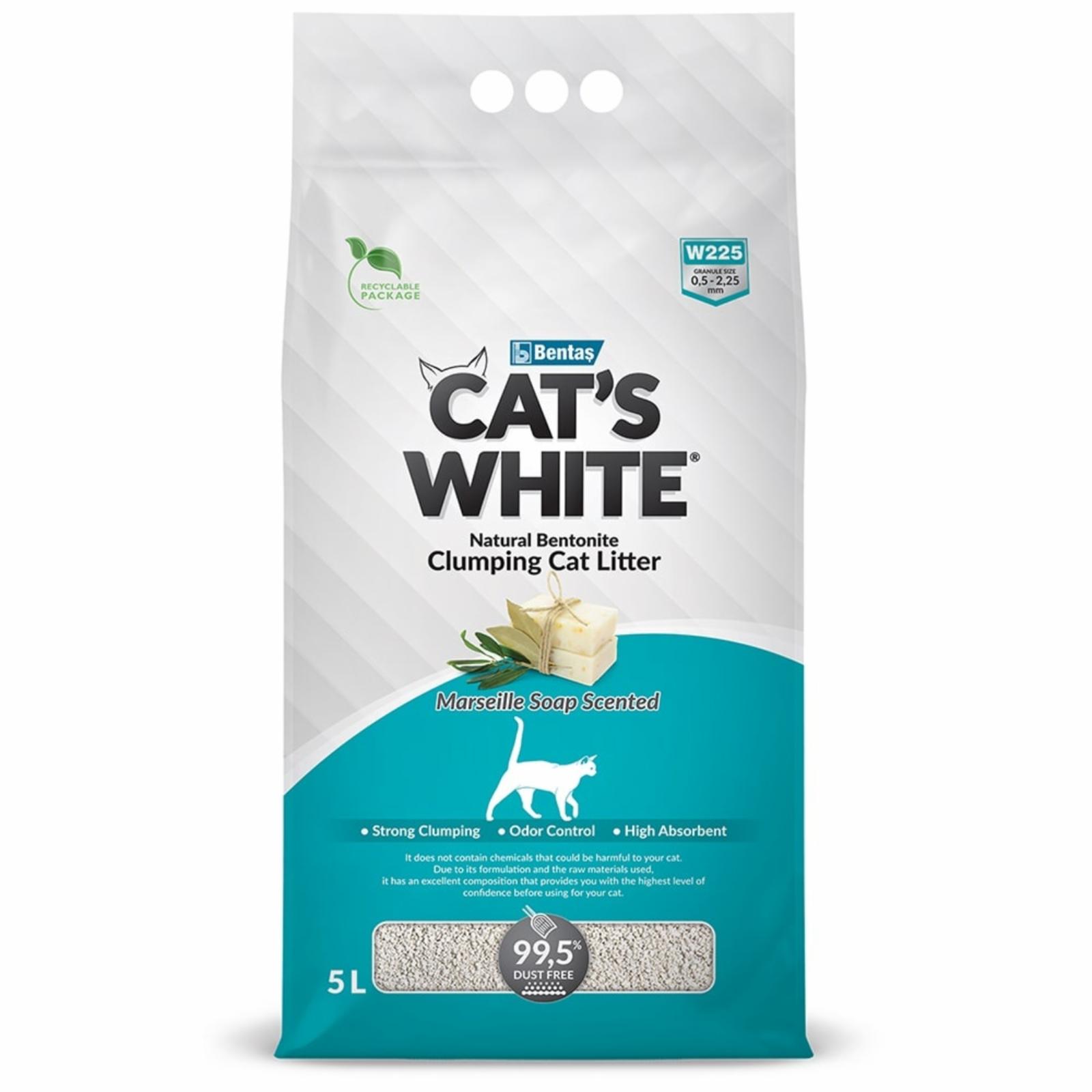Cats White Наполнитель комкующийся с ароматом марсельского мыла для кошачьего туалета 10л (Marseille soap) 011861020 8.500 кг 61225, 49400100458