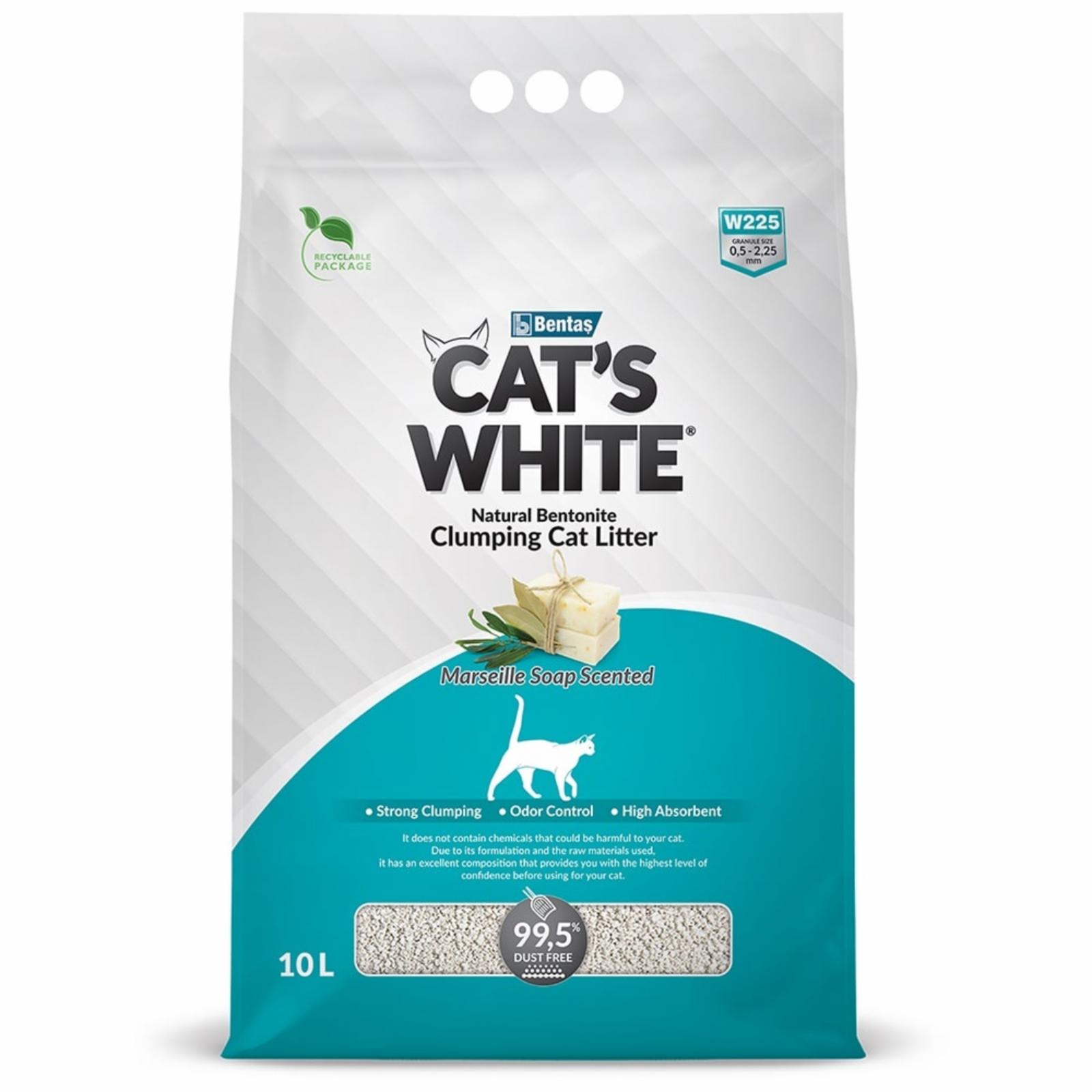 Cats White Наполнитель комкующийся с ароматом марсельского мыла для кошачьего туалета 10л (Marseille soap) 011861020 8.500 кг 61225, 49400100458