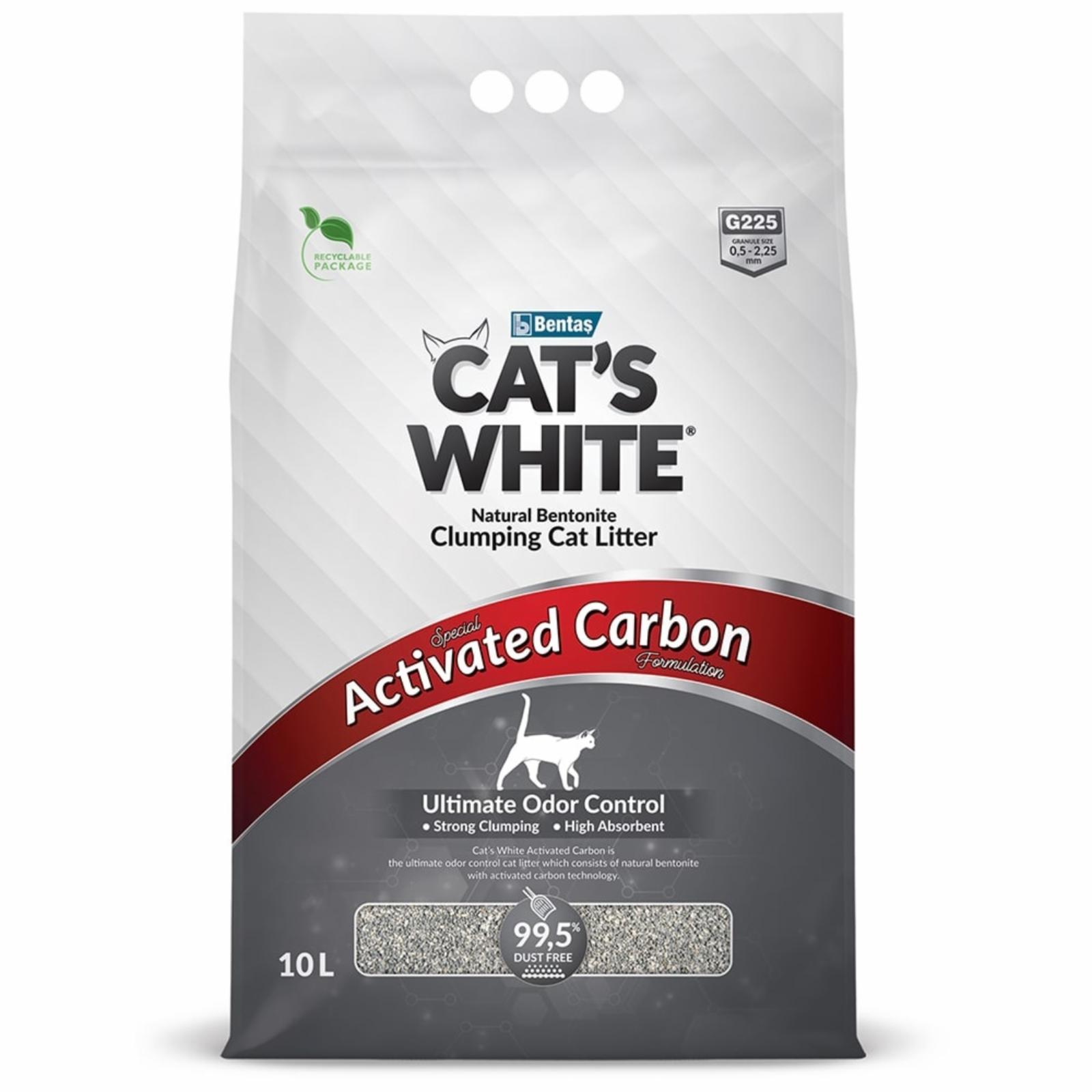 Cats White Наполнитель комкующийся с активированным углем для кошачьего туалета 10л (Activated Carbon) 011861068 8.500 кг 61230, 50000100458
