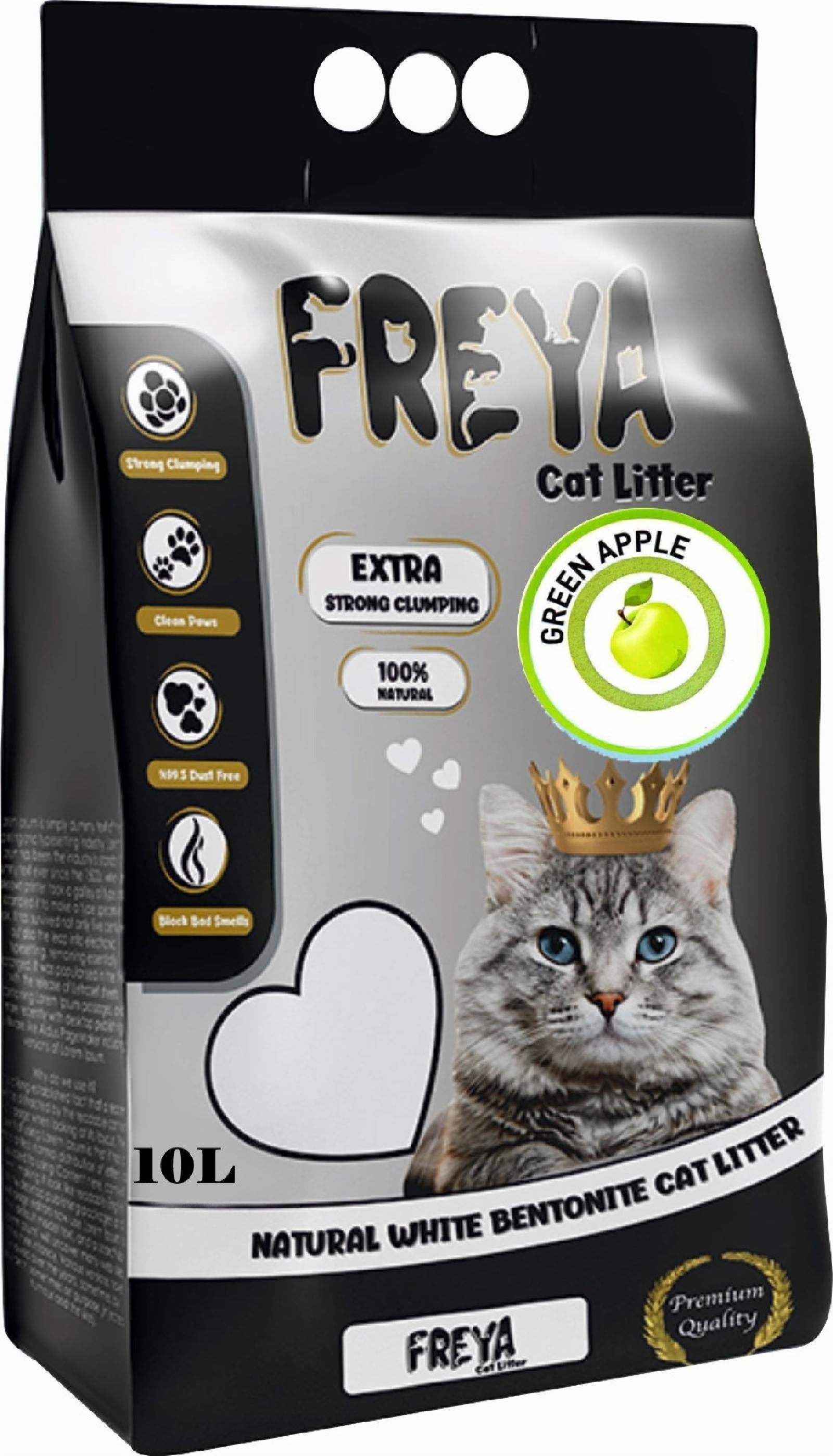 Freya Натуральный комкующийся наполнитель бентонит с ароматом зеленого яблока 5 л. 4.400 кг 63287