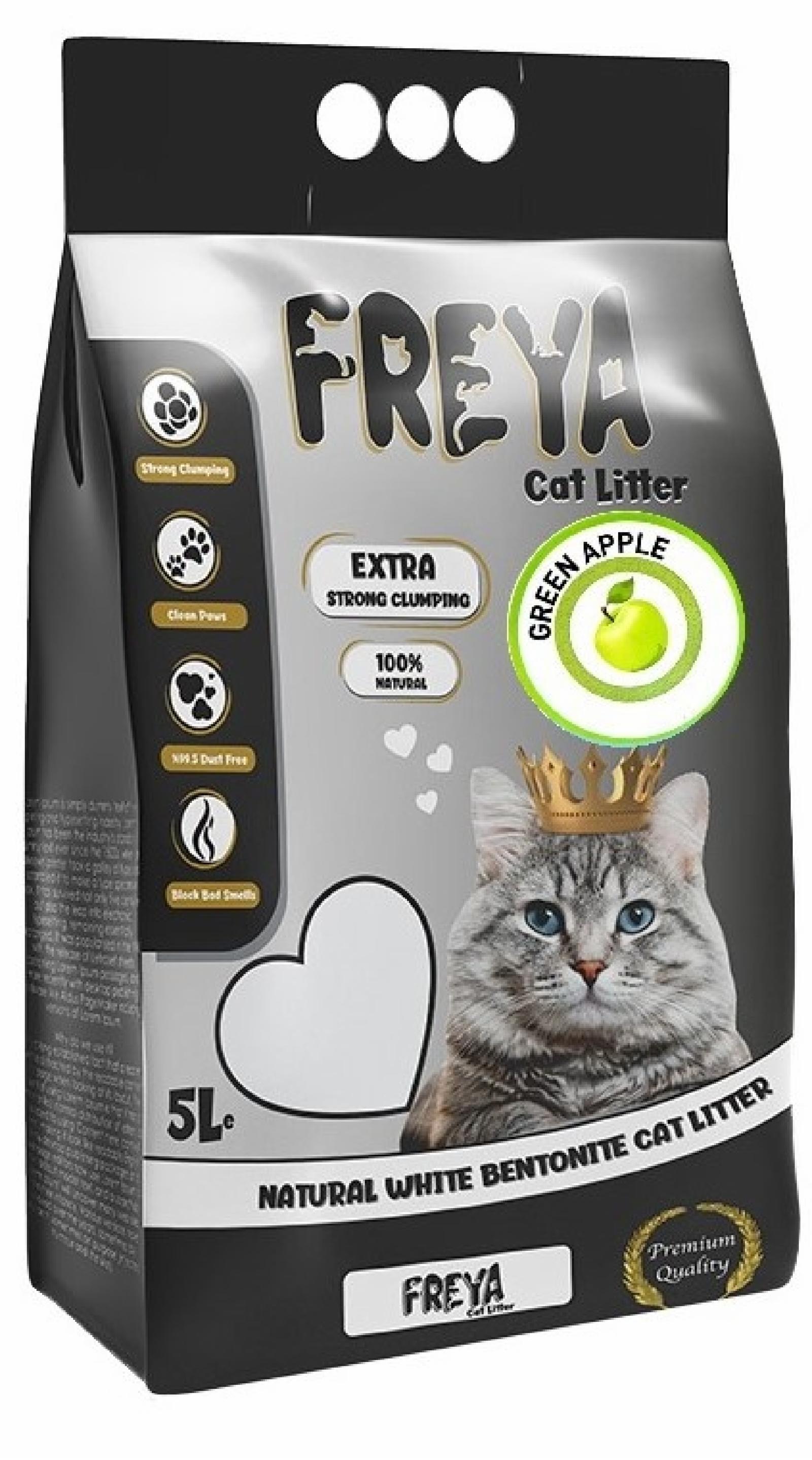 Freya Натуральный комкующийся наполнитель бентонит с ароматом зеленого яблока 10 л. 8.800 кг 63290