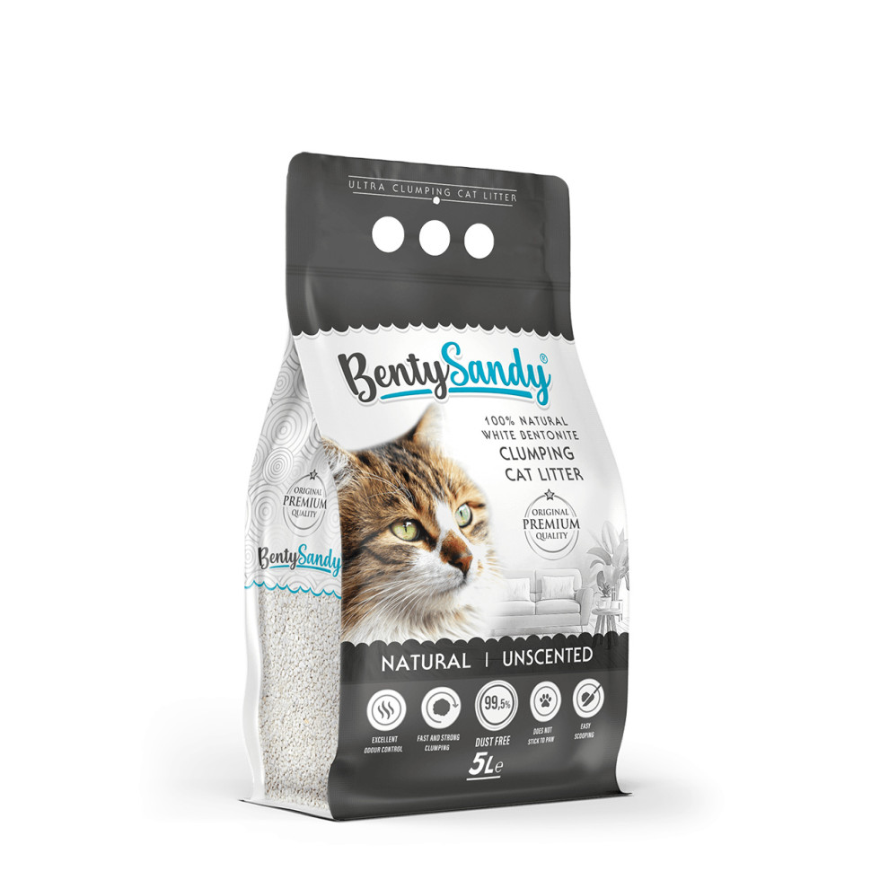 BentySandy Natural наполнитель для кошачьего туалета комкующийся глиняный без ароматизатора - 4,35 кг (5 л)