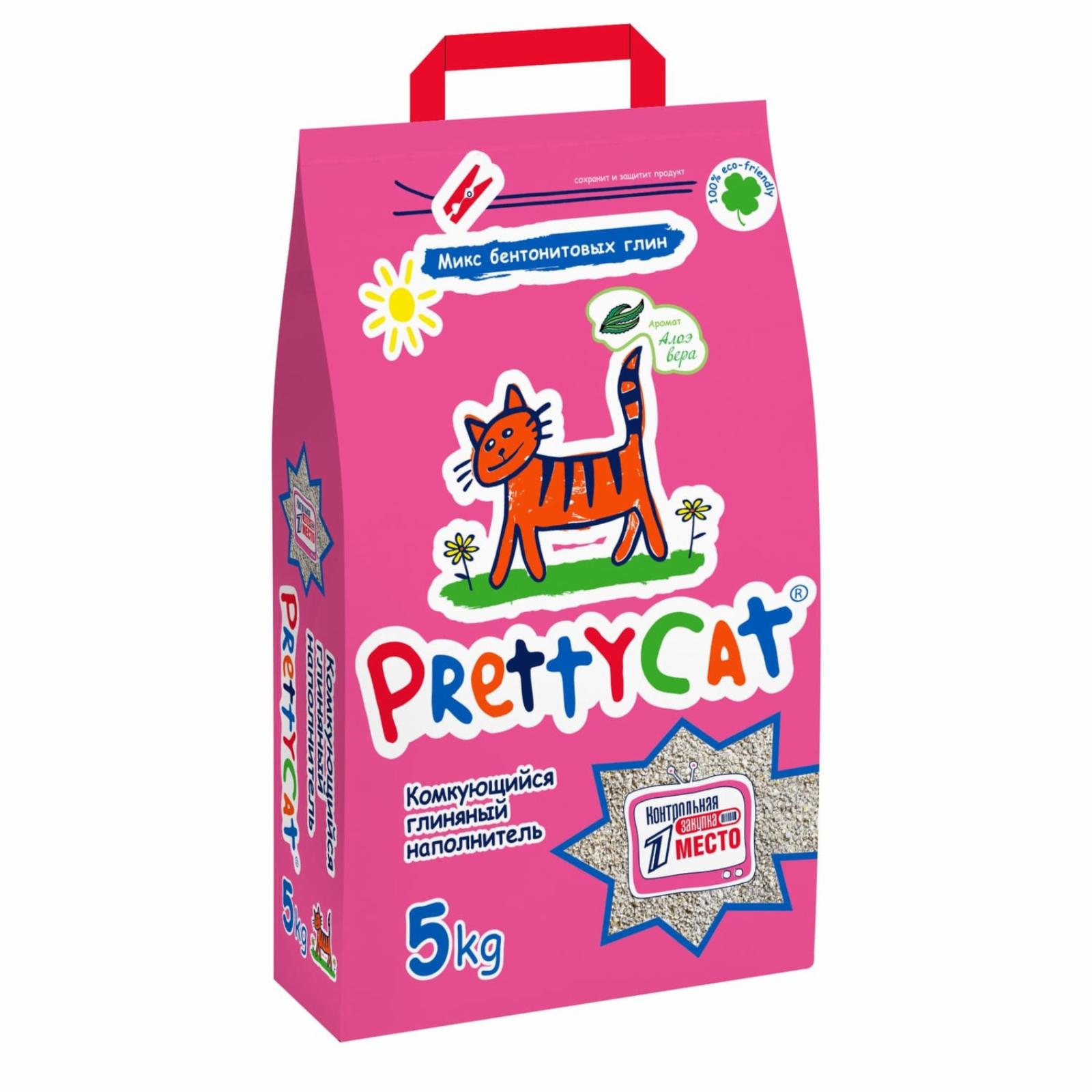 Pretty Cat Комкующийся наполнитель Алоэ (Euro Mix Double Effect) 5.000 кг 48972, 2600100467