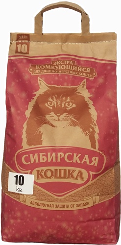 Сибирская кошка Экстра Наполнитель д/длинношерстных кошек комкующийся 10кг, 73733