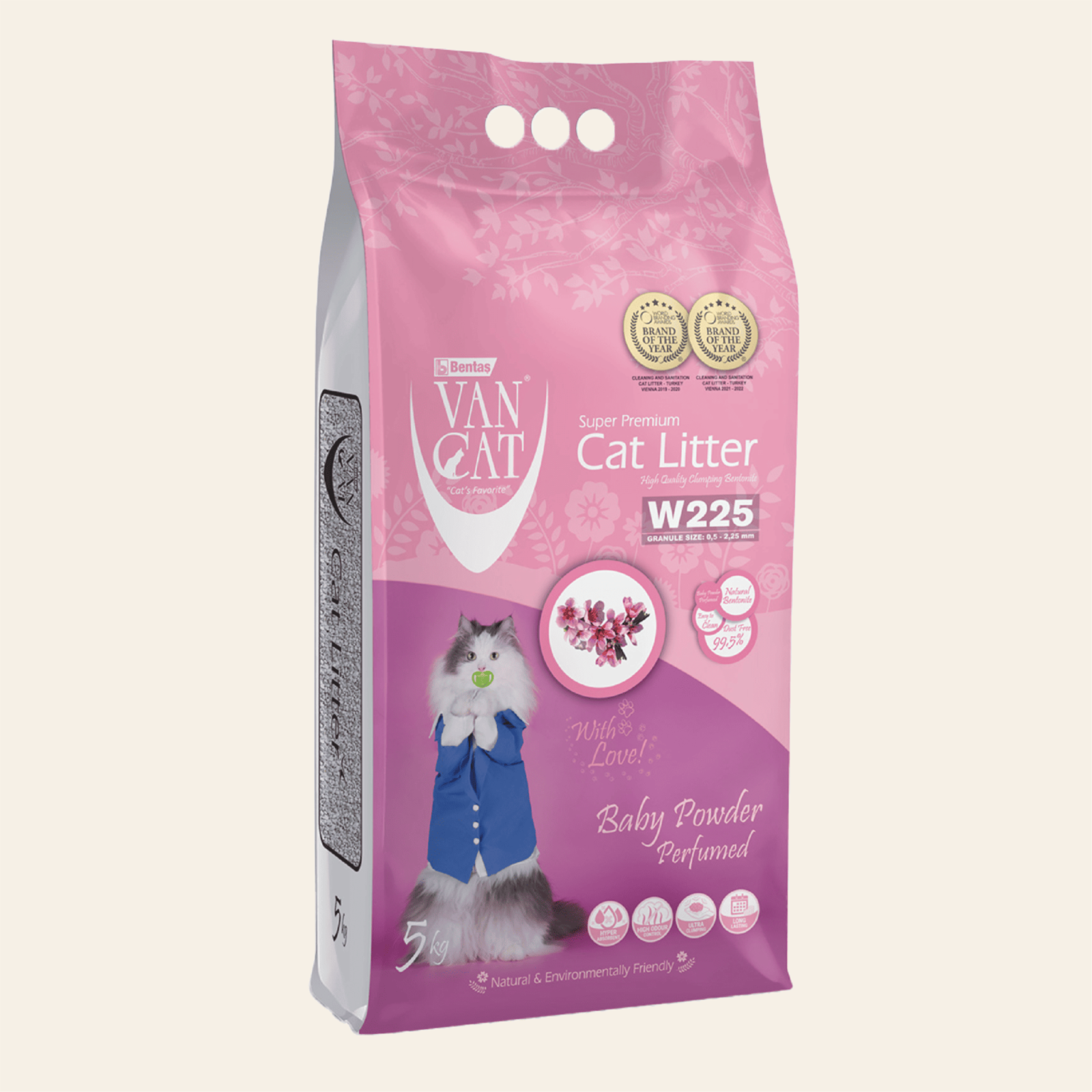 Van Cat Комкующийся наполнитель без пыли с ароматом Детской присыпки пакет (Baby Powder) 10.000 кг 20247