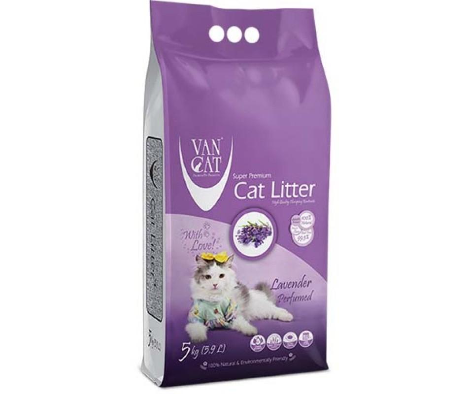 Van Cat Комкующийся наполнитель без пыли с ароматом Лаванды пакет (Lavender) | Lavender 5 кг 20248
