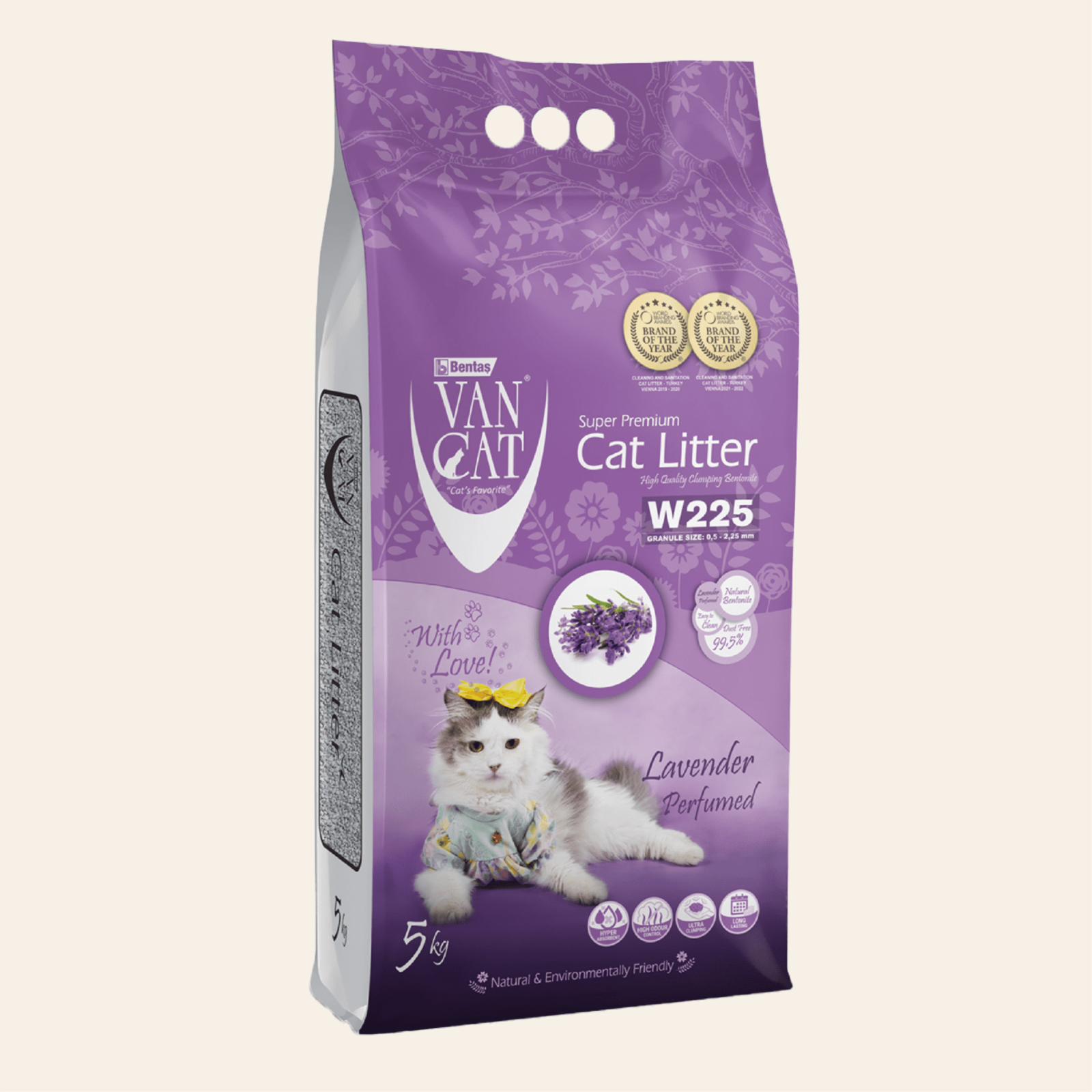 Van Cat Комкующийся наполнитель без пыли с ароматом Лаванды пакет (Lavender) 5.000 кг 20248