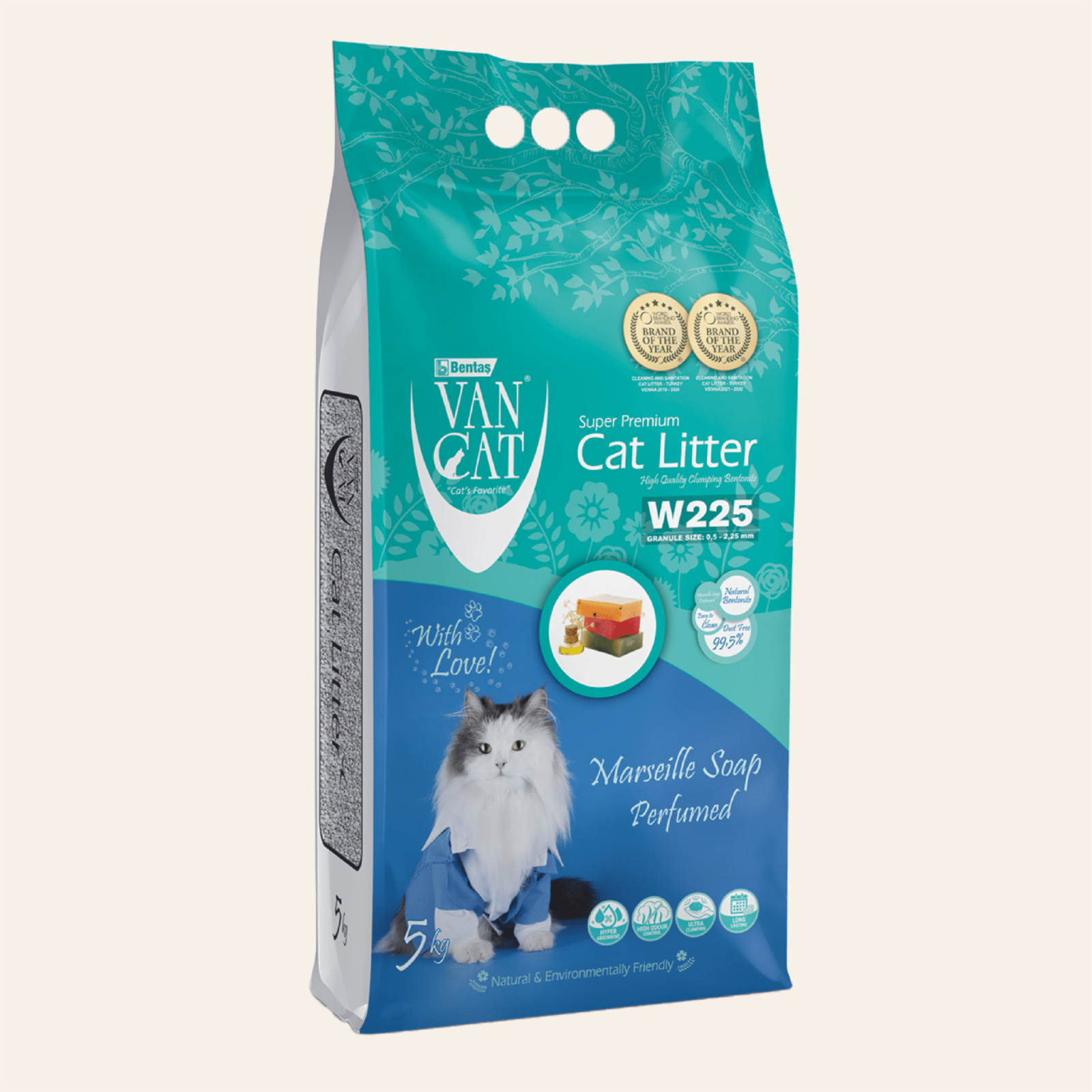 Van Cat Комкующийся наполнитель без пыли с ароматом Марсельского мыла пакет (Marsilla Soap) 10.000 кг 20640