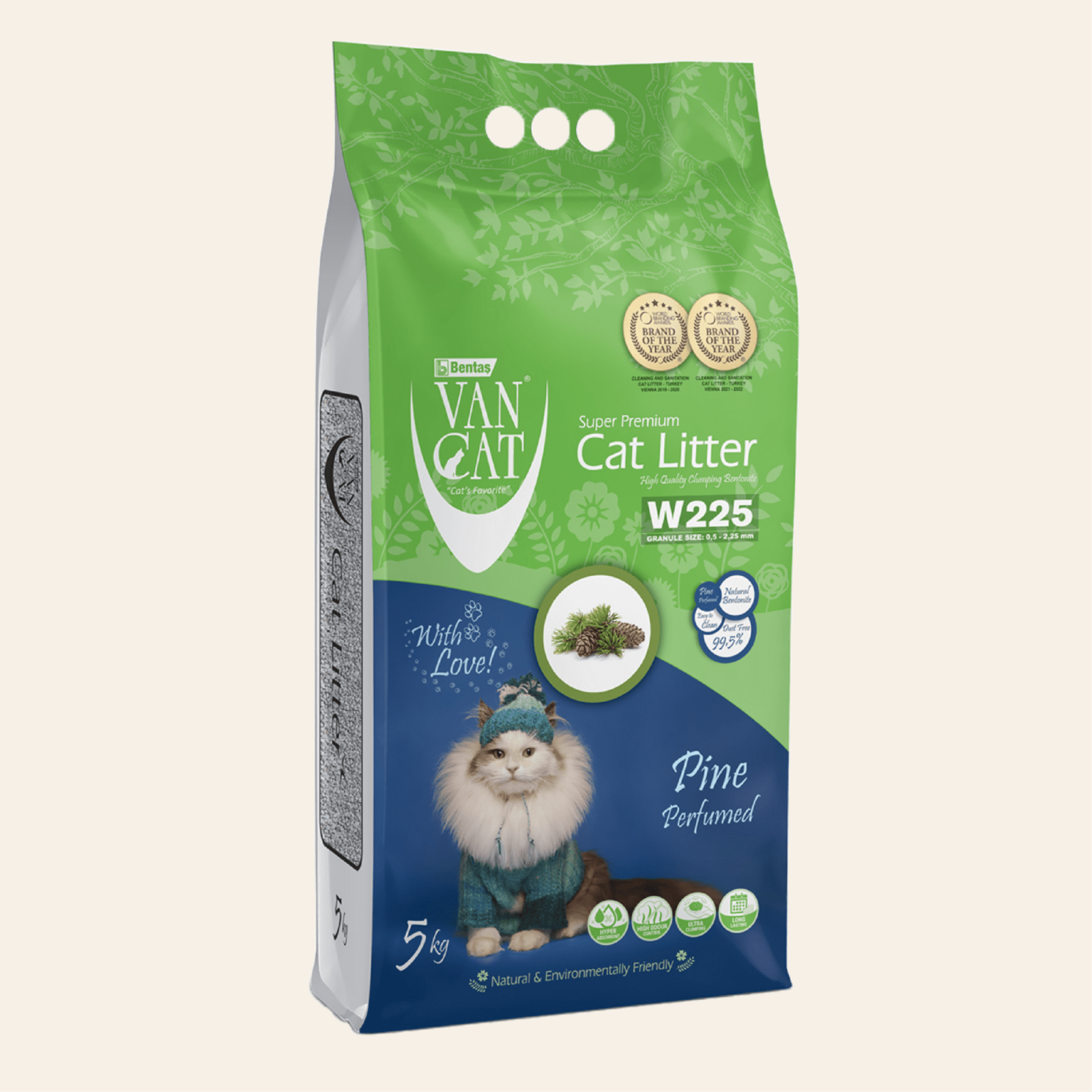 Van Cat Комкующийся наполнитель без пыли с ароматом Соснового леса пакет (Pine)  10.000 кг 20661