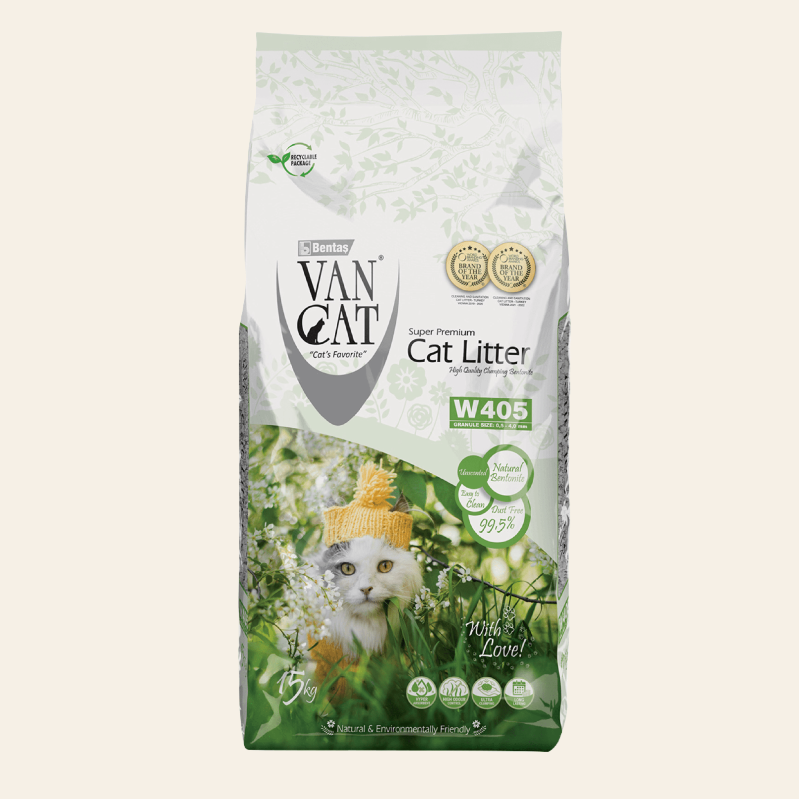 Van Cat Комкующийся наполнитель Стандарт без пыли пакет premium 15.000 кг 20245
