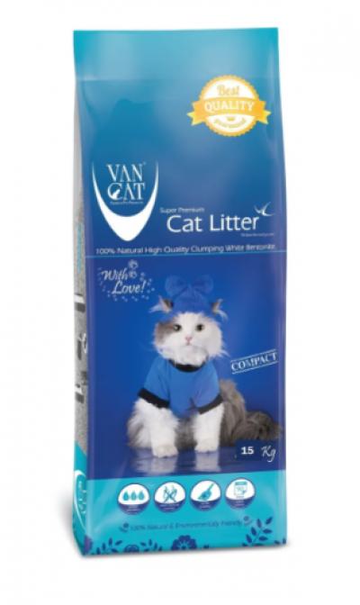 Van Cat Комкующийся наполнитель 100проц. Натуральный без пыли пакет (Natural) 15.000 кг 20242