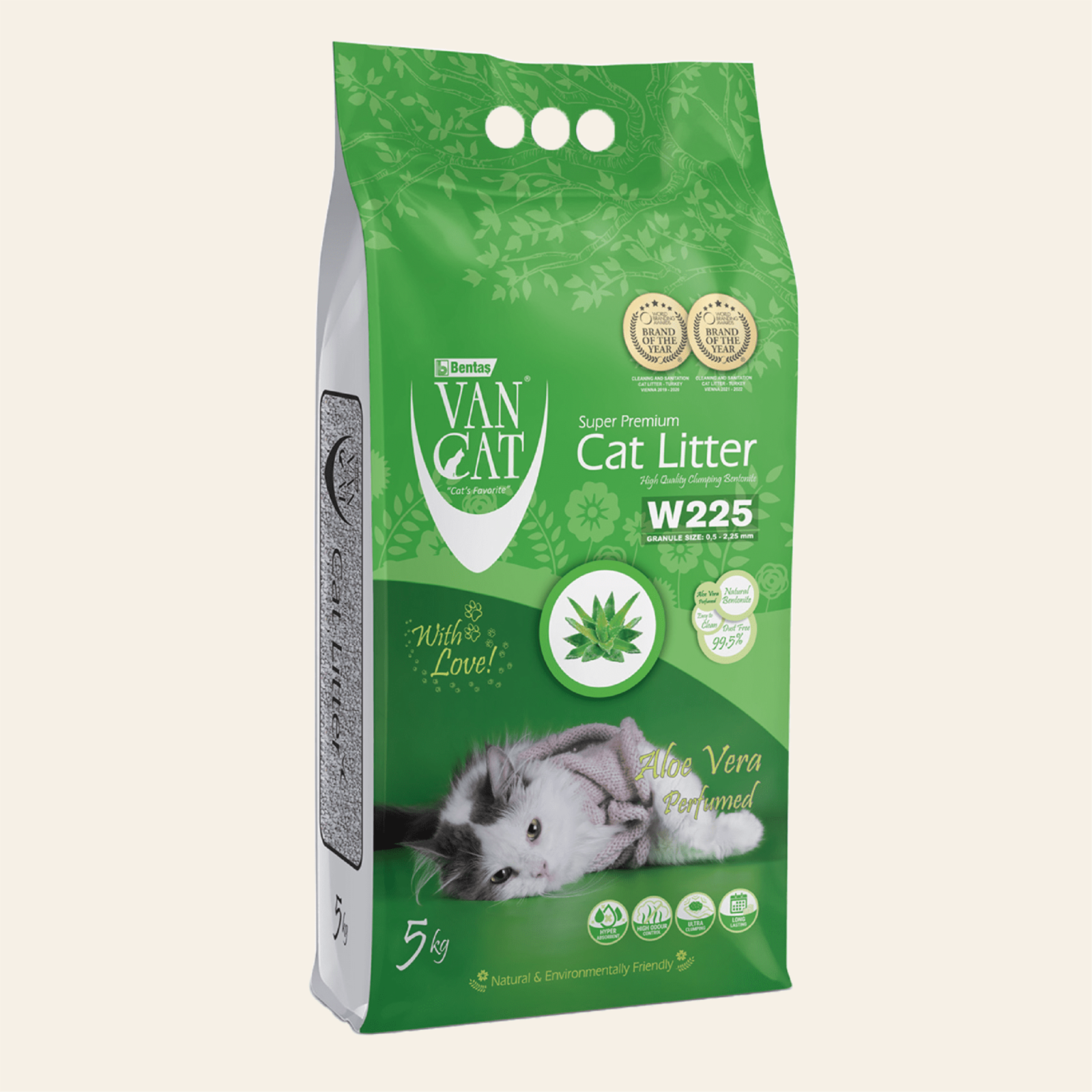 Van Cat Комкующийся наполнитель без пыли с ароматом Алоэ вера  пакет (Aloe Vera) 15.000 кг 58032