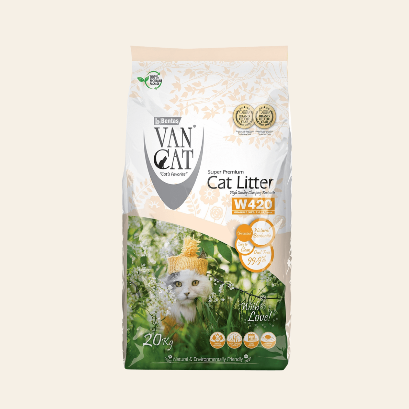 Van Cat Van Cat комкующийся наполнитель 100проц. натуральный без пыли пакет standart  VNCT-1142-PE15K-0000 15.000 кг 59217