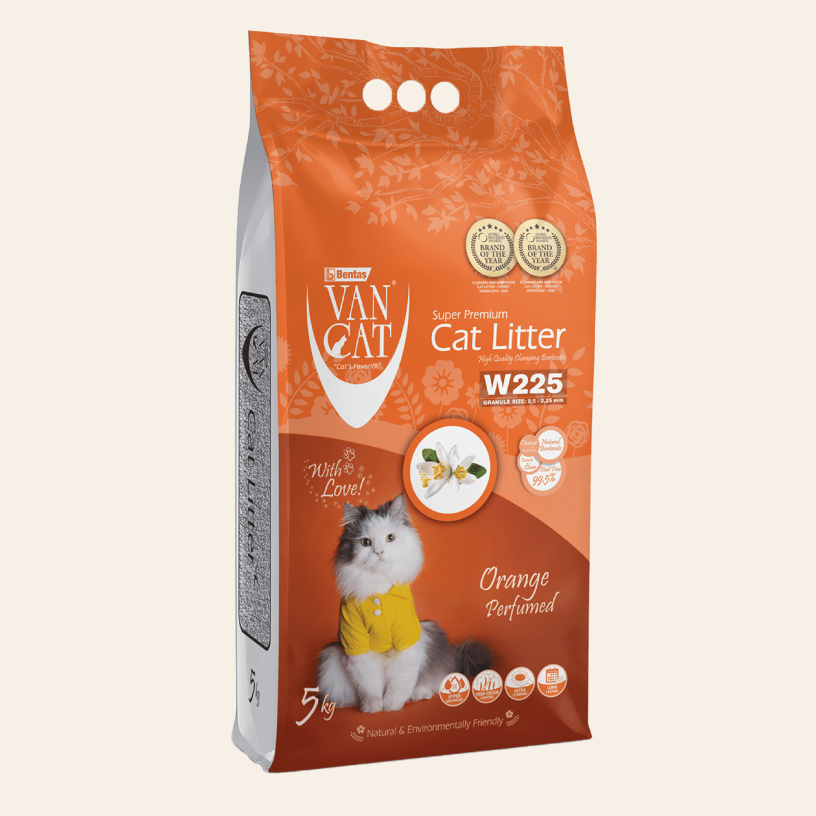 Van Cat Комкующийся наполнитель без пыли с ароматом Апельсина пакет (Orange) 10.000 кг 20639
