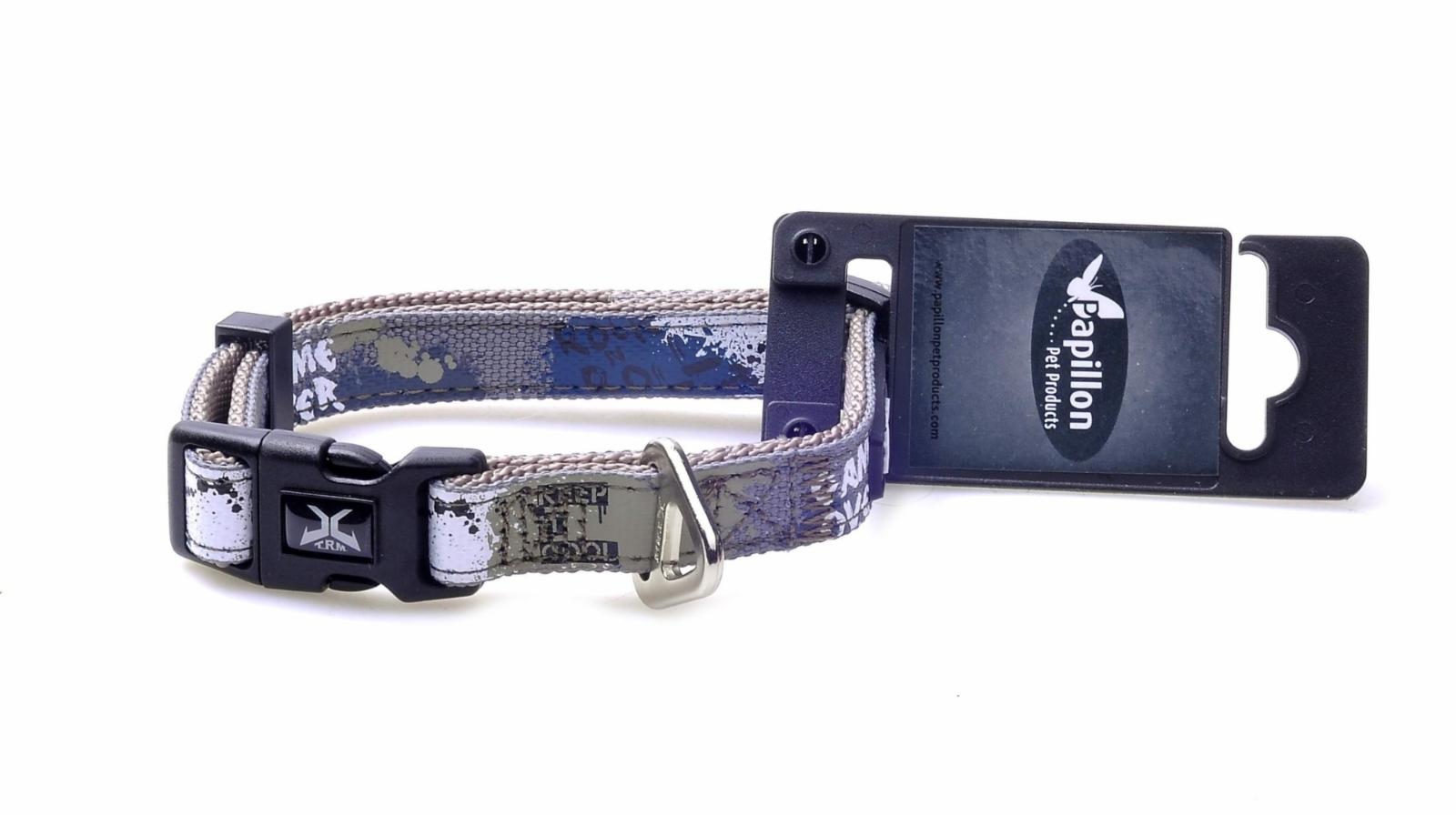 Papillon  Нейлоновый ошейник Рок-н-ролл 15мм-30-40см серый (Adjustable nylon collar 15 mm x 30 - 40 cm X-TRM Rock-N-Roll colour grey) 170270 0,050 кг 18531.40