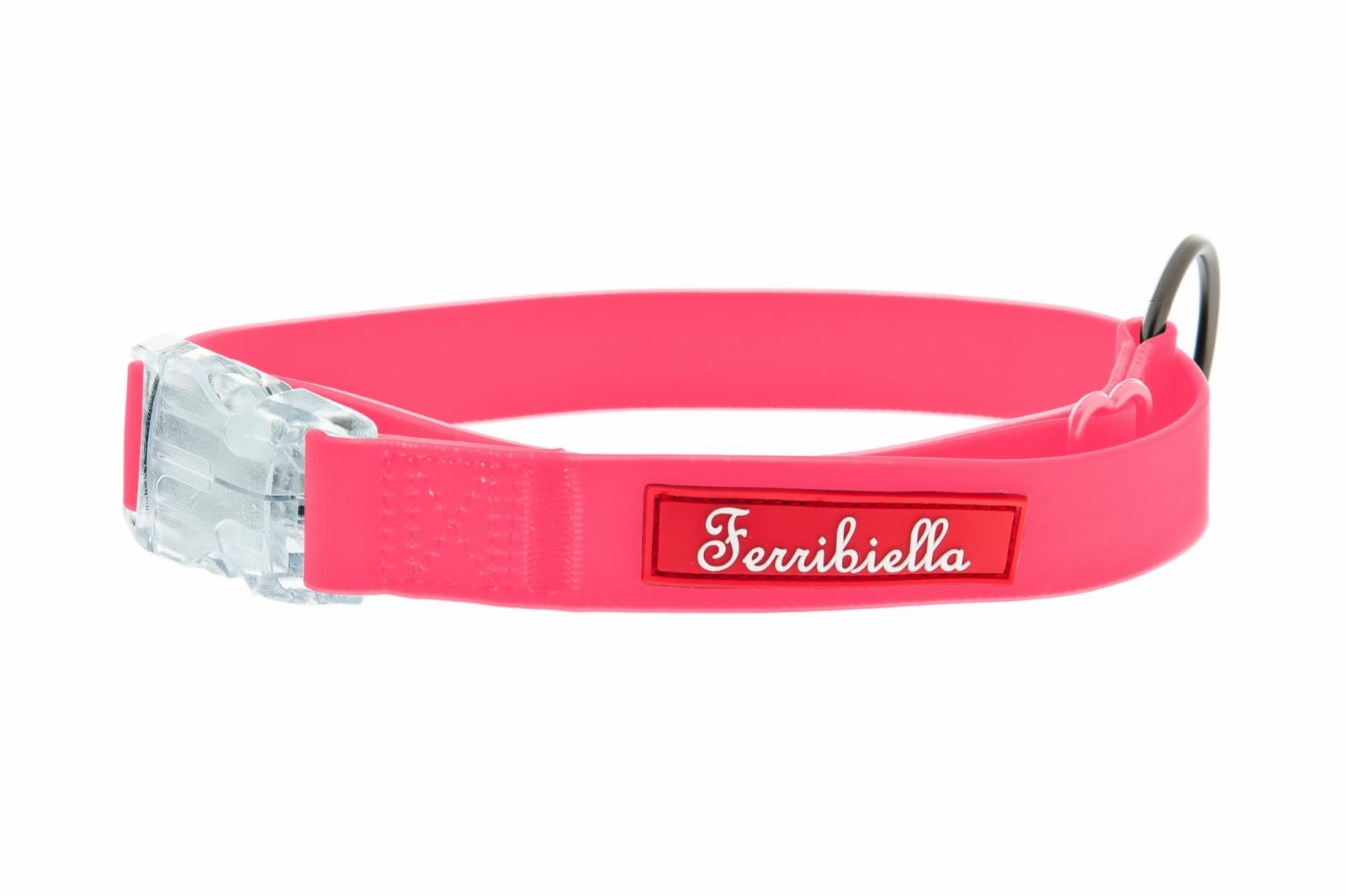 Ferribiella аксессуары Cветящийся тонкий силиконовый ошейник розовый 2X30-50 см (COLLARE FUN FLAT 2X30-50CM ROSA) HI726-RA 0,300 кг 47226