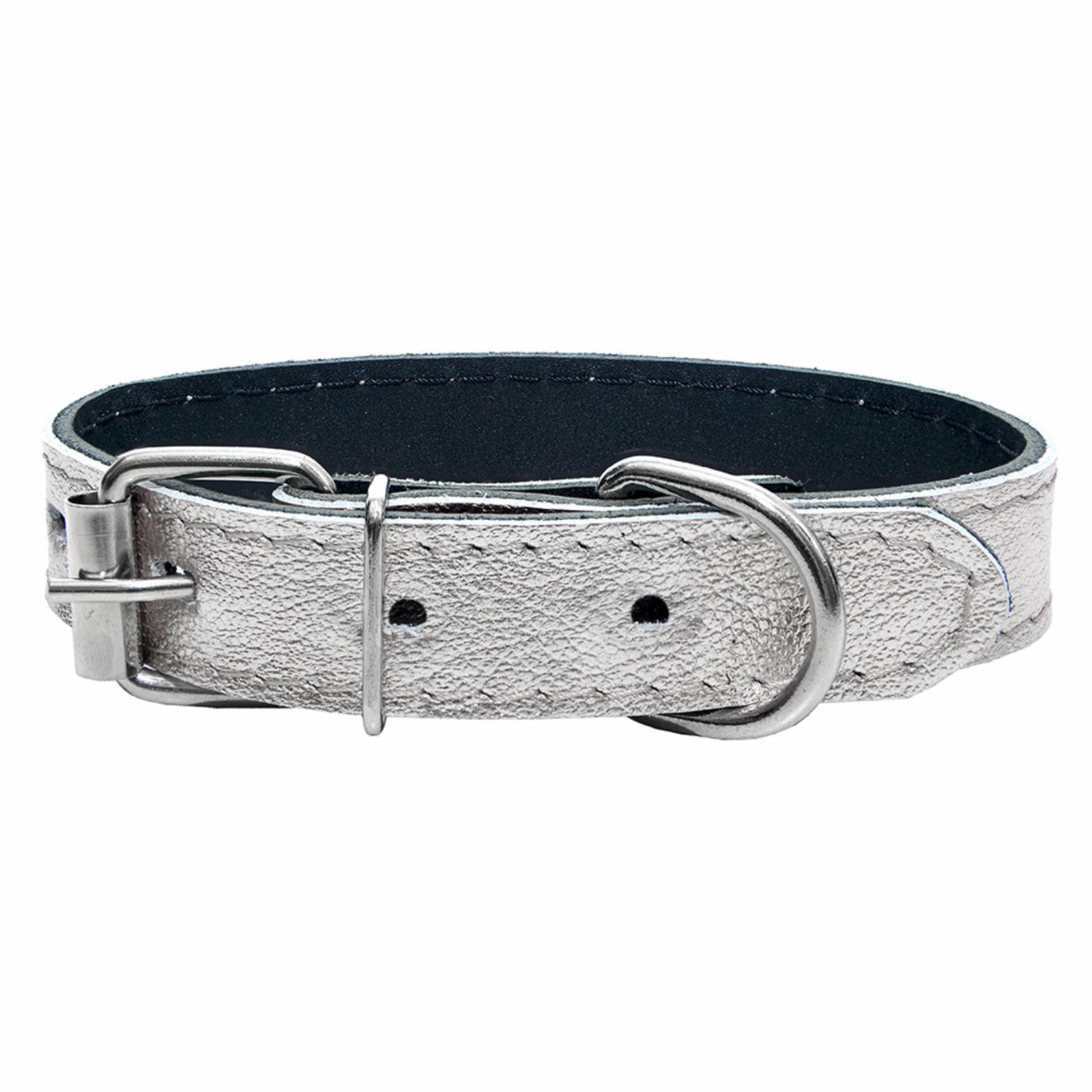 Yami Yami амуниция Ошейник кожаный SILVER серебристый 2 слоя 10мм 16-22см 113010серебро 99ред99 113010серебро 0.020 кг 55895