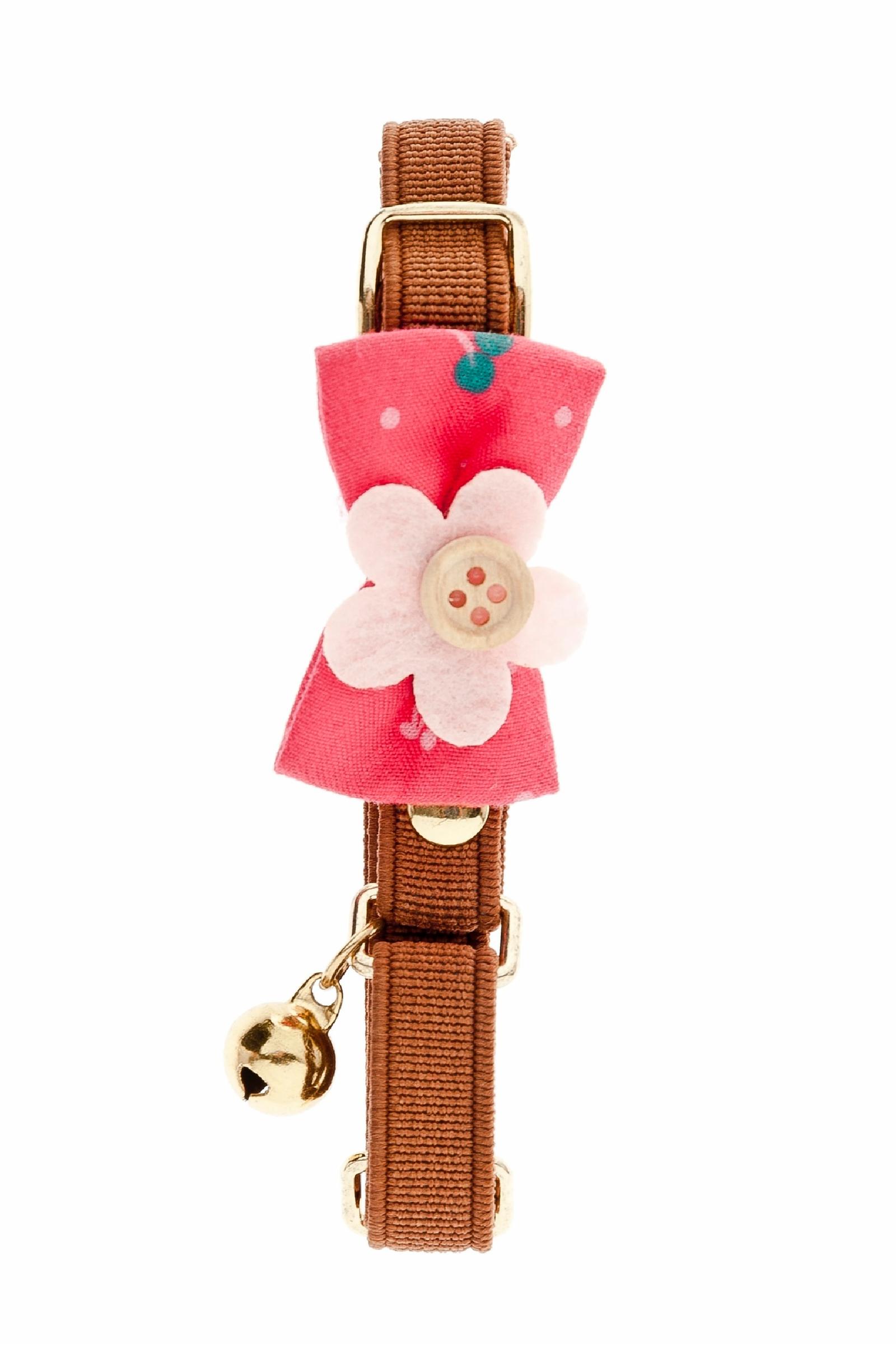 Ferribiella аксессуары Ошейник для кошки с бантом Цветок CAT COLLAR EASY FLOWER 10MM BROWN HI677-M 0,1 кг 60350