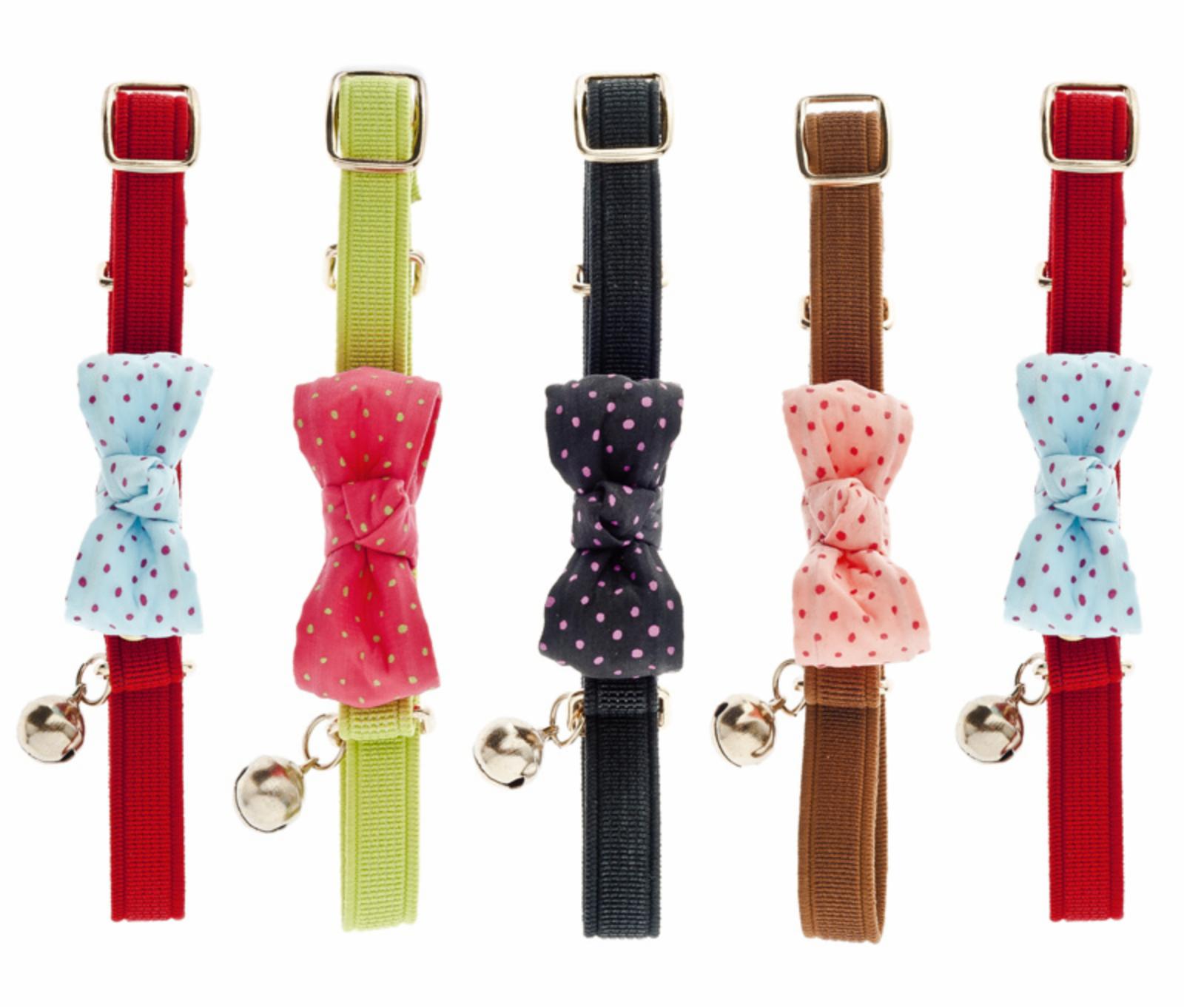 Ferribiella аксессуары Ошейник для кошки с бантом Горошек RIBBON CAT COLLAR POIS 10PCS. CAN909 0,100 кг 60320