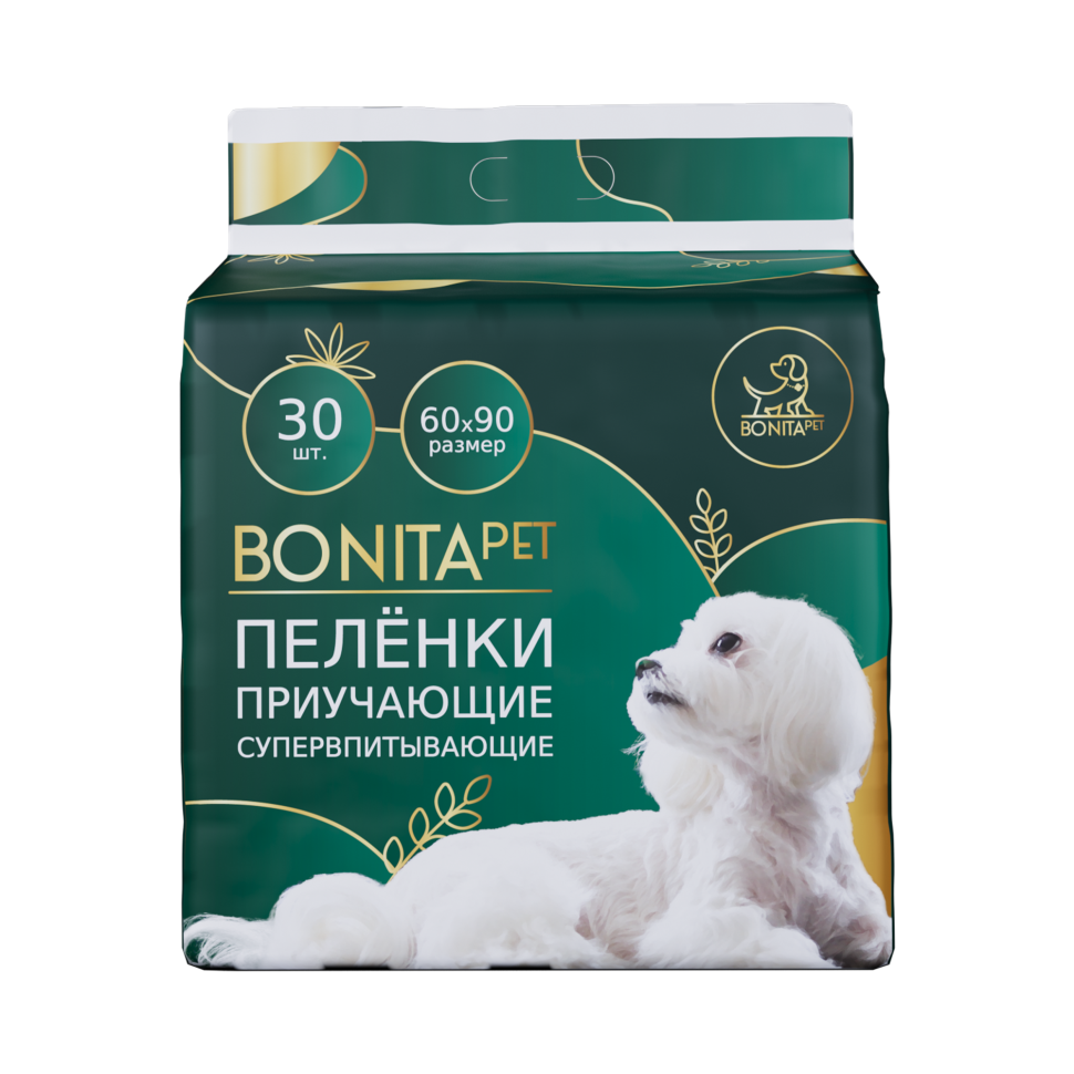 BONITAPET пеленки для животных приучающие супервпитывающие 60x90 см - 30 шт