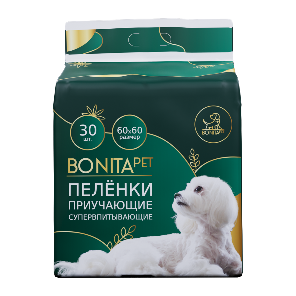 BONITAPET пеленки для животных приучающие супервпитывающие 60x60 см - 30 шт