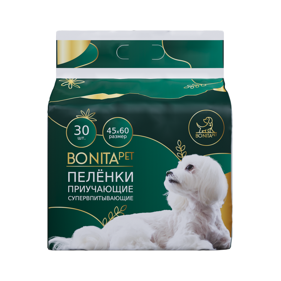 BONITAPET пеленки для животных приучающие супервпитывающие 45x60 см - 30 шт