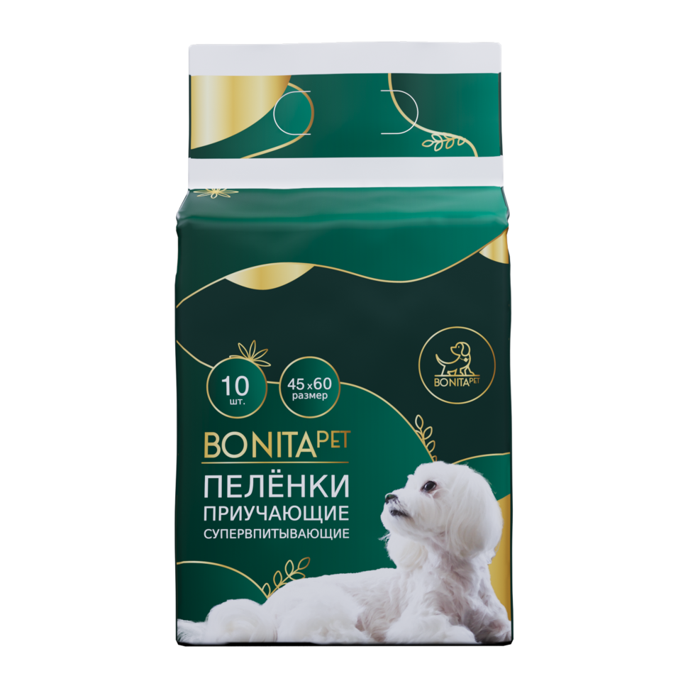 BONITAPET пеленки для животных приучающие супервпитывающие 45x60 см - 10 шт