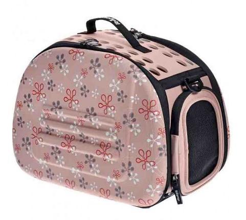 Ibiyaya Складная сумка переноска для животных бледно розовая в цветочек до 6 кг 46x32x30 см
