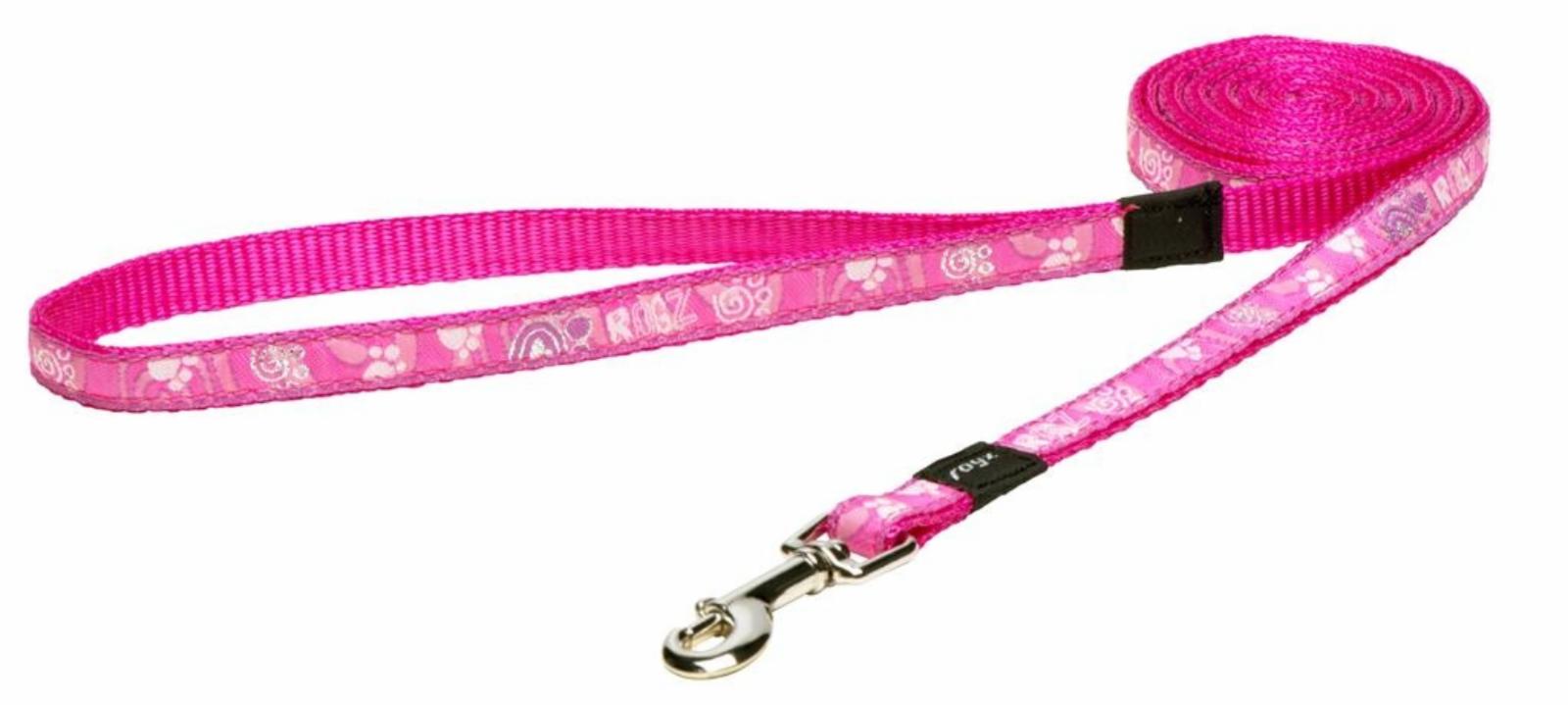Rogz  Удлиненный поводок серия Fancy dress размер L ширина 2 см длина 1,8м  Розовая лапка (FIXED LONG LEAD) HLL03CA HLL03CA 0.12 кг 47983