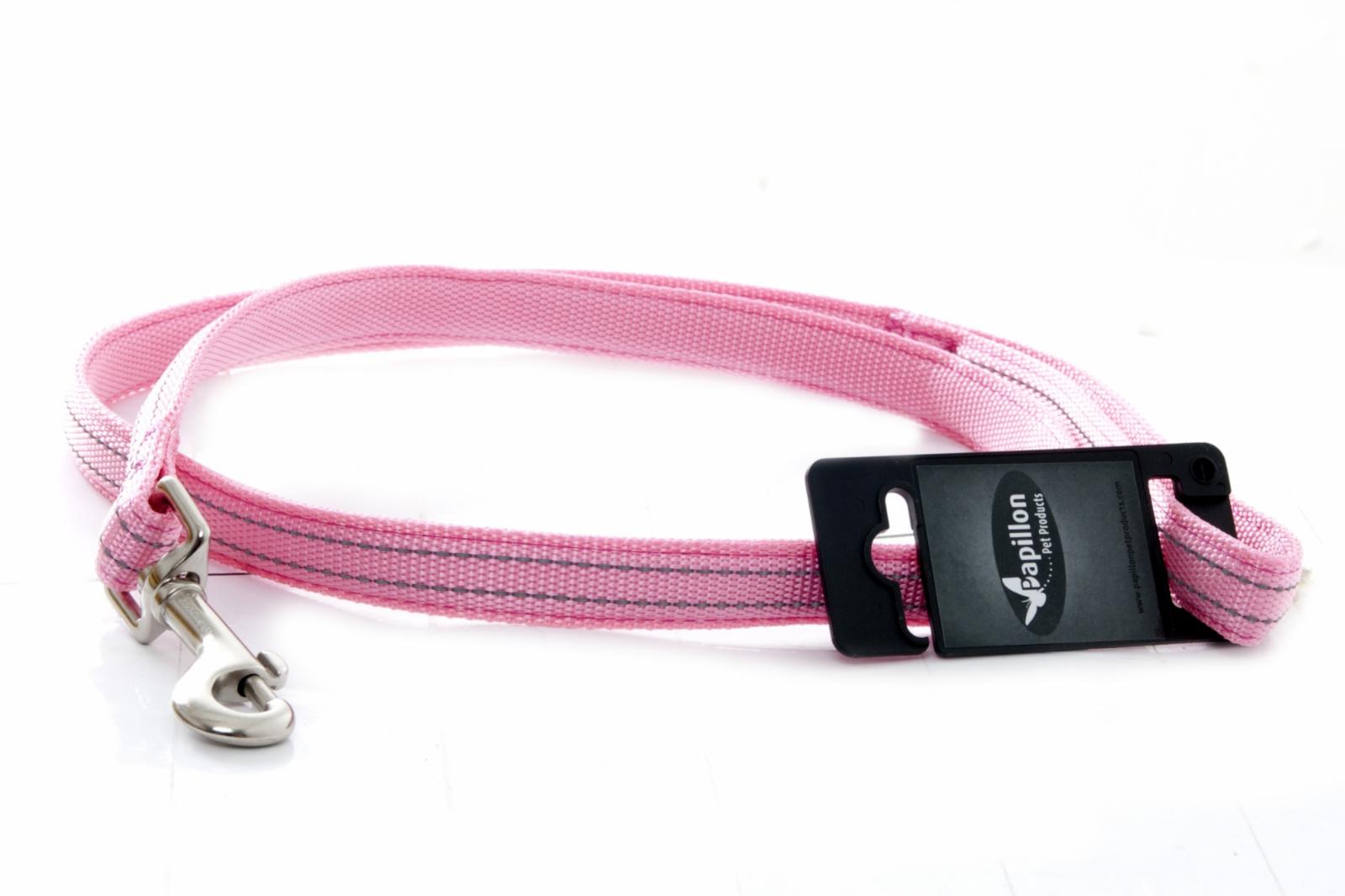 Papillon  Светоотражающий поводок нейлон 20мм-120см розовый (Reflective nylon lead 20 mm x 120 cm colour pink) 170333  0,100 кг 18540.25