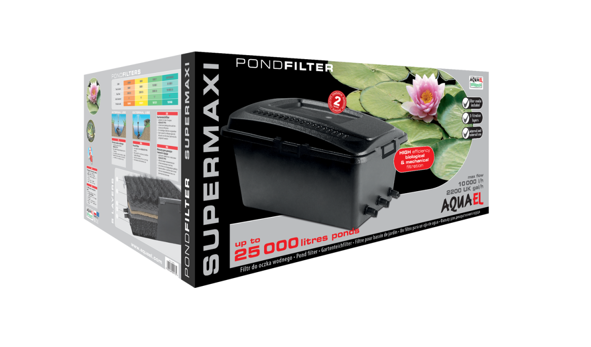 Проточный фильтр AQUAEL SUPER MAXI для пруда до 25 m?