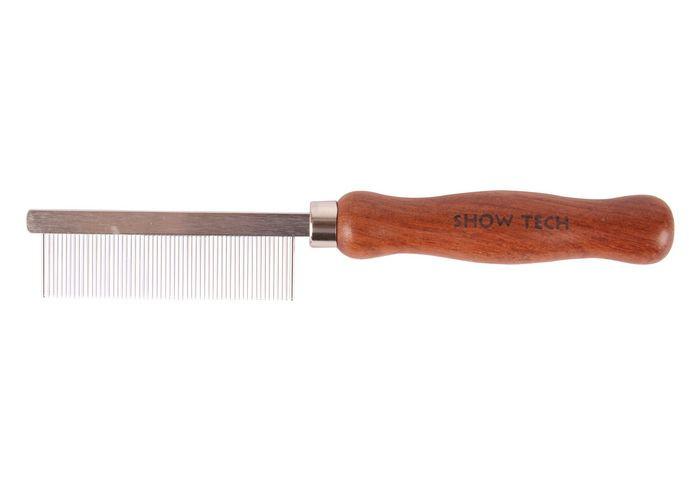SHOW TECH Wooden Comb расческа для шерсти средней жесткости 18 см, с зубчиками 2,2 см, частота 1,5 мм, 26STE033