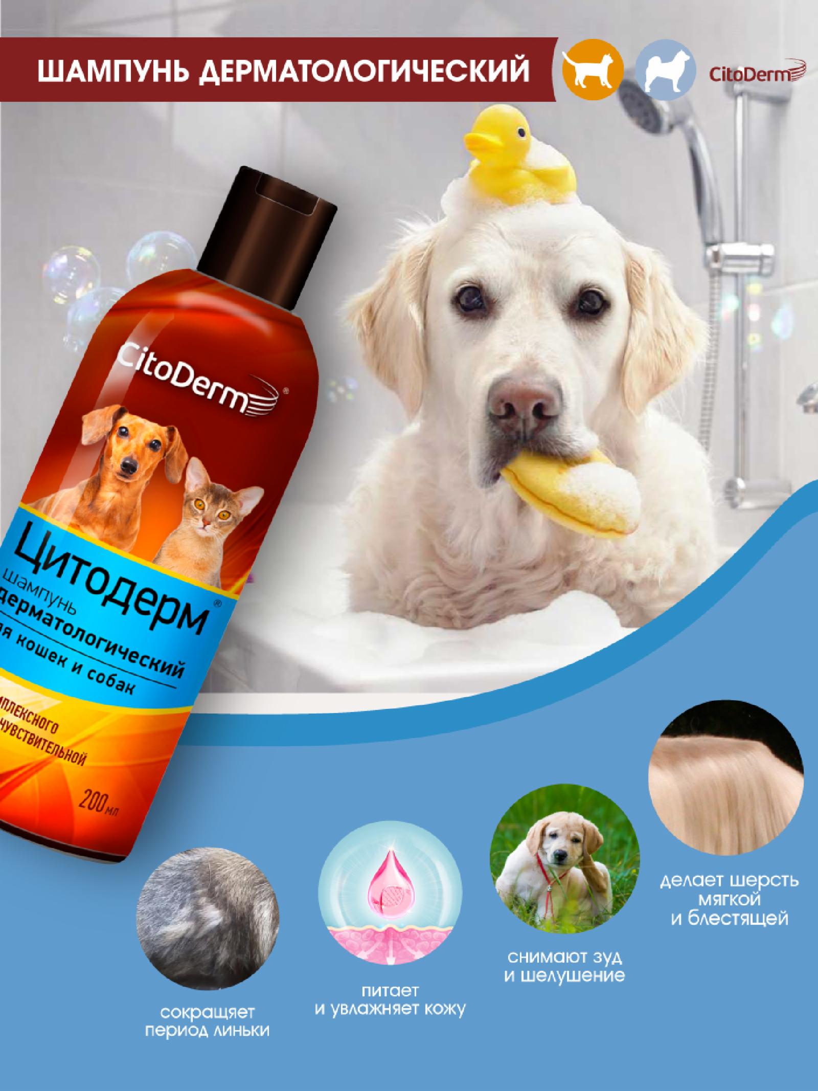 CitoDerm Шампунь дерматологический для кошек и собак 200 мл D104 0.210 кг 34695
