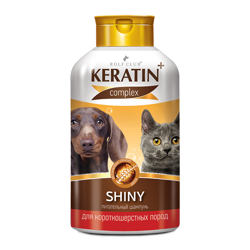 RolfClub KERATIN+ Shiny шампунь для короткошерстых кошек и собак 450 гр